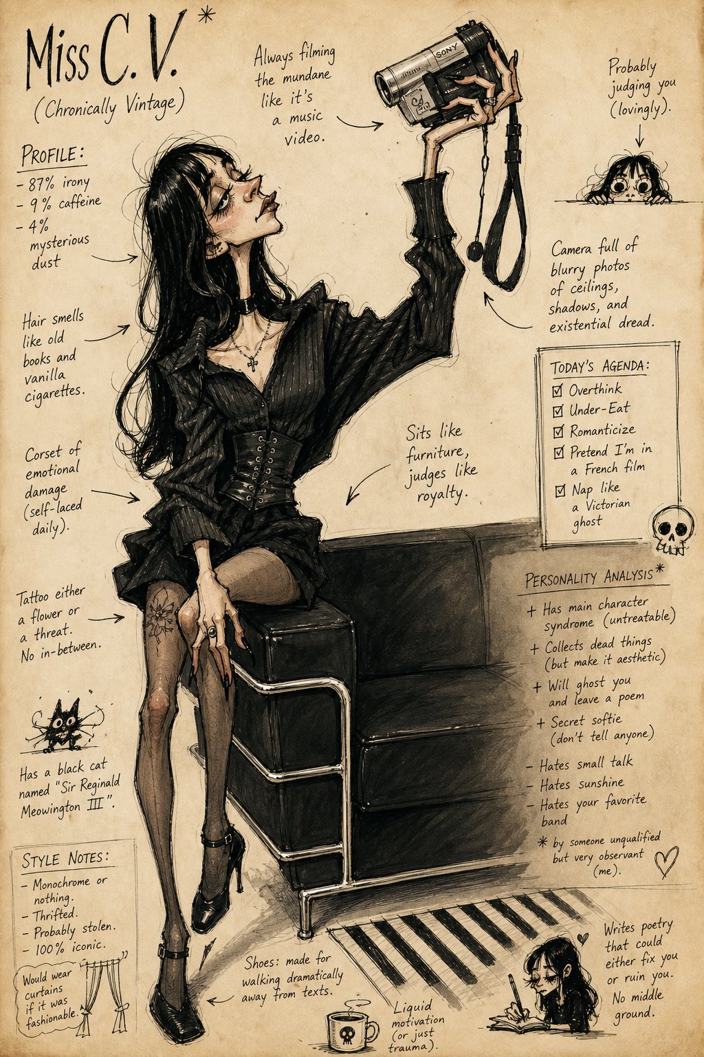 荒诞幽默时尚人像漫画速写 / Grotesque Humorous Fashion Caricature Sketch,角色设计,人像、电影感、时尚,案例输出图 1