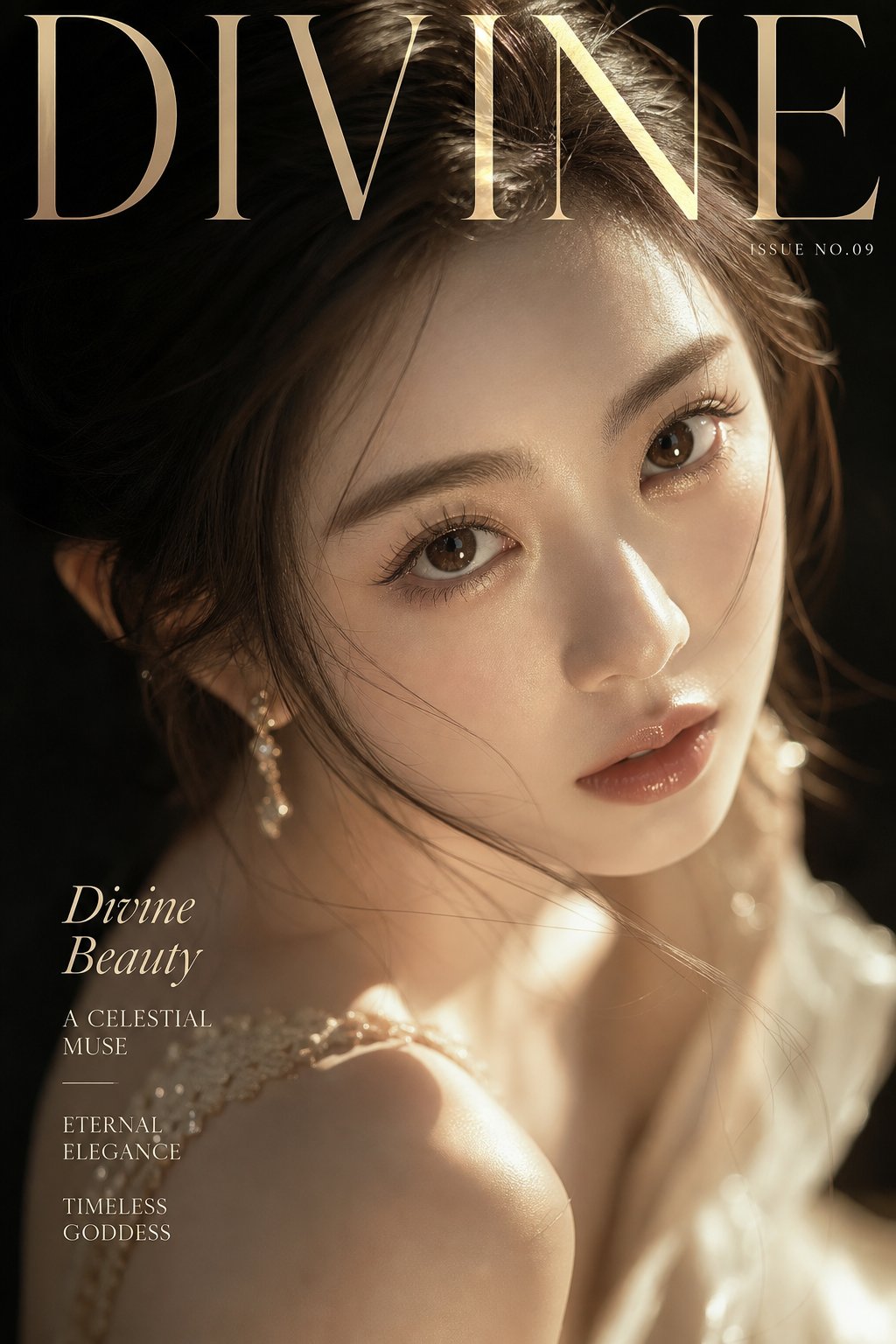 极致奢华神性之美时尚杂志封面 / Ultra Luxury Divine Beauty Portrait Magazine Cover，人像与摄影，人像、电影感、时尚，案例输出图 1