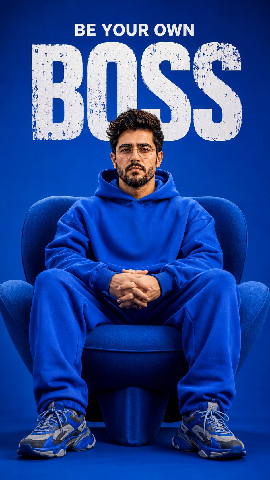 奈飞风格电光蓝高级时装海报 / Ultra Realistic Netflix Style Blue Fashion Poster，人像与摄影，人像、电影感、时尚，案例输出图 1