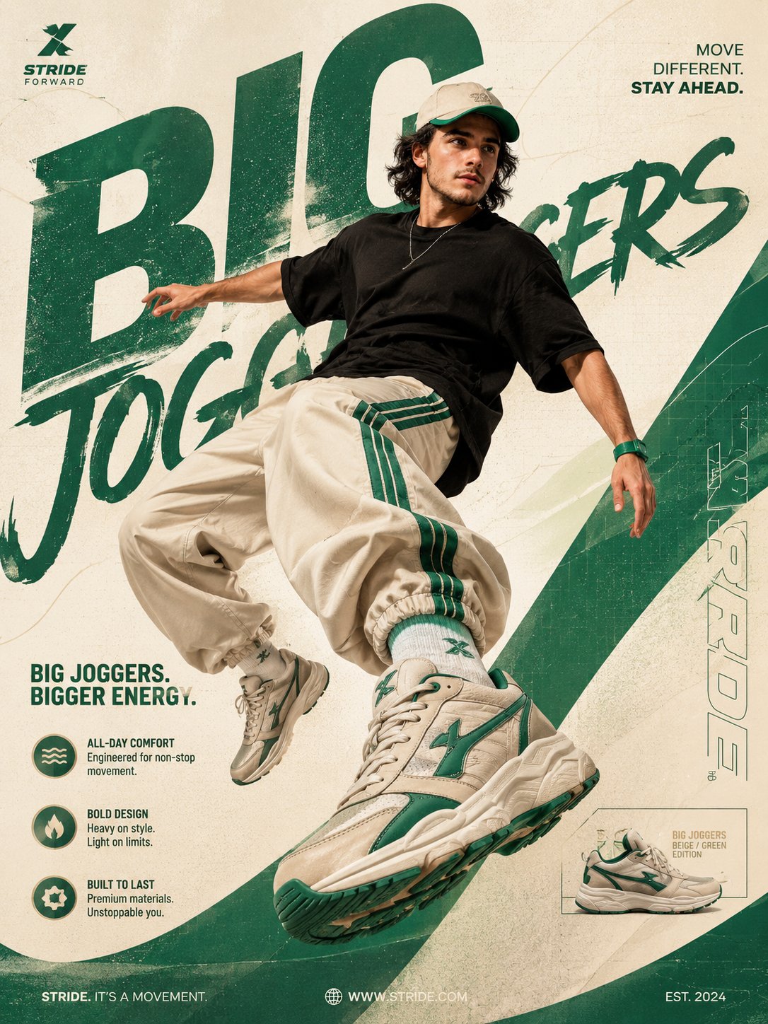 现代动感运动鞋平面广告海报 / Modern Graphic Design Shoe Advertisement Poster，角色设计，海报、角色、角色设计，案例输出图 2