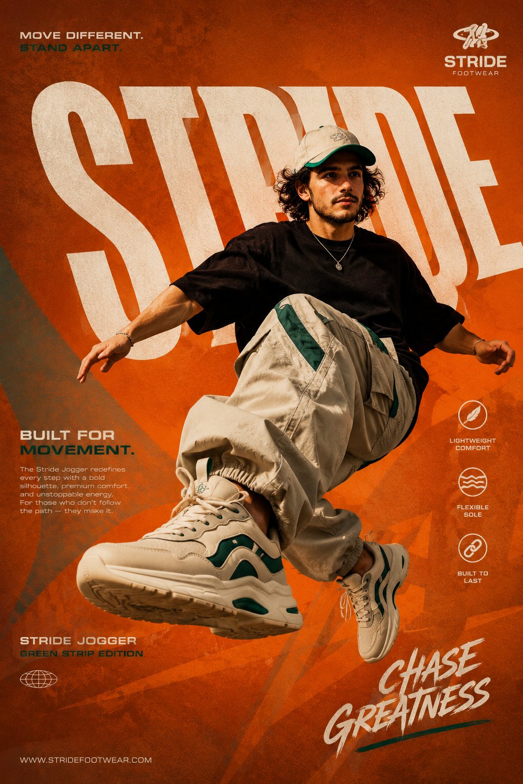 现代动感运动鞋平面广告海报 / Modern Graphic Design Shoe Advertisement Poster，角色设计，海报、角色、角色设计，案例输出图 1