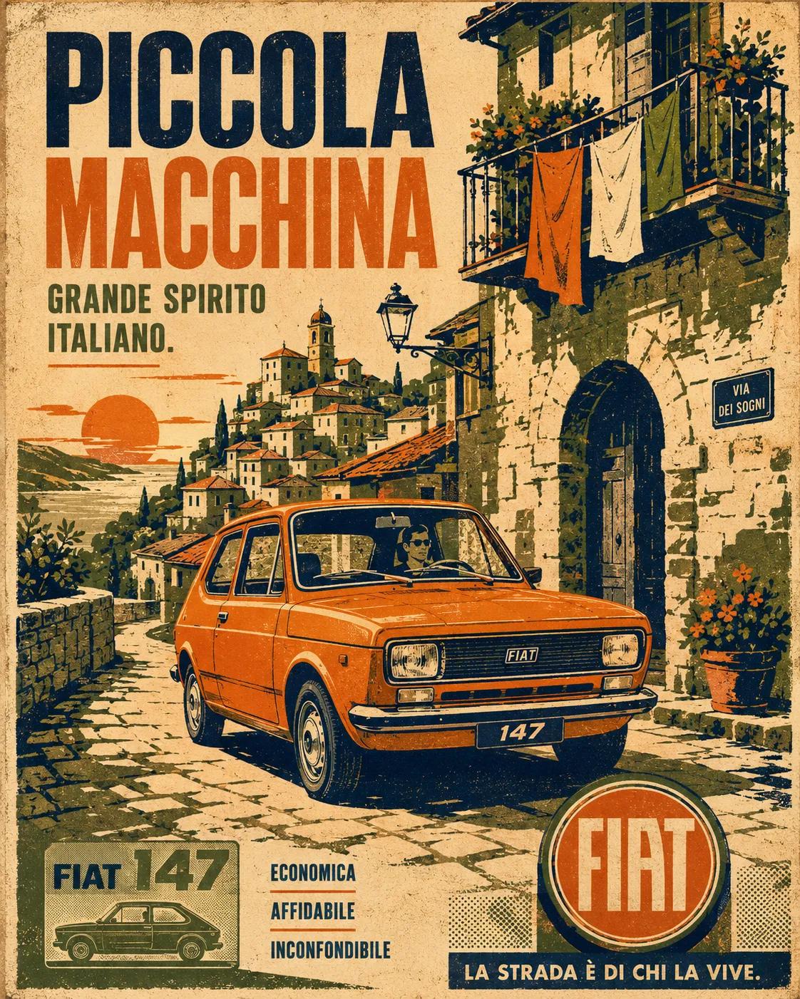 1970年代复古汽车旅行海报风格 / Retro 70s Automotive Travel Poster Aesthetic，人像与摄影，人像、时尚、海报，案例输出图 2