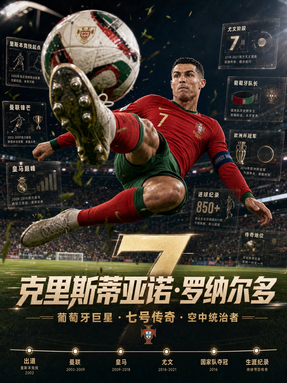 足球巨星超写实破框档案海报 / Football Superstar Out Of Frame Archive Poster，人像与摄影，人像、电影感、海报，案例输出图 1