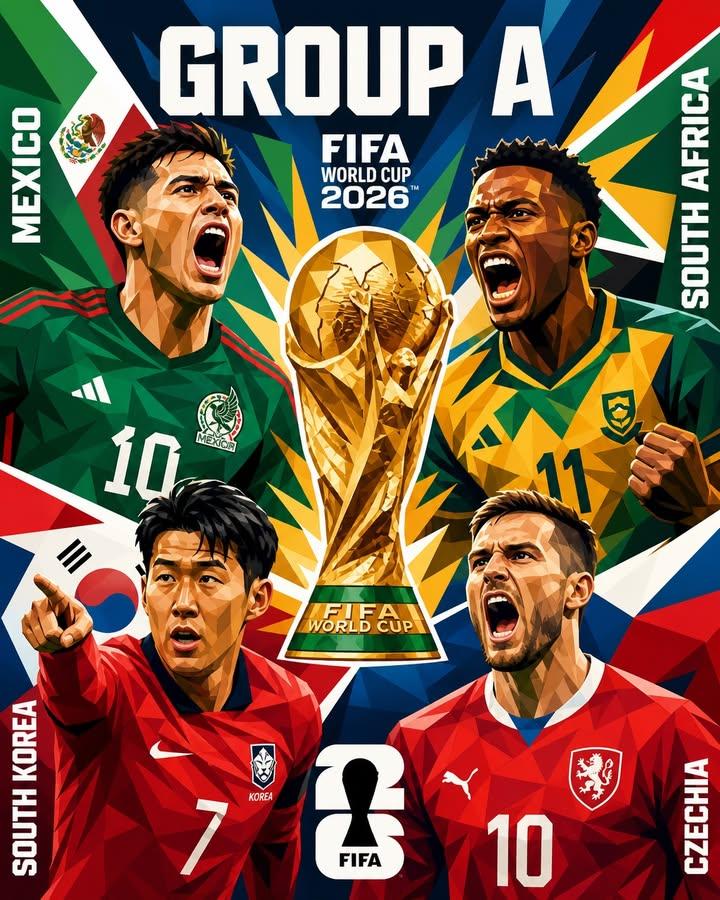 2026世界杯D组四国球星动感低聚插画海报 / Fifa World Cup 2026 Group D Geometric Poster，海报与插画，海报、插画、排版，案例输出图 1