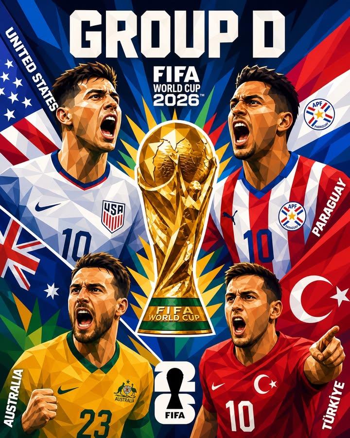 2026世界杯D组四国球星动感低聚插画海报 / Fifa World Cup 2026 Group D Geometric Poster，海报与插画，海报、插画、排版，案例输出图 2