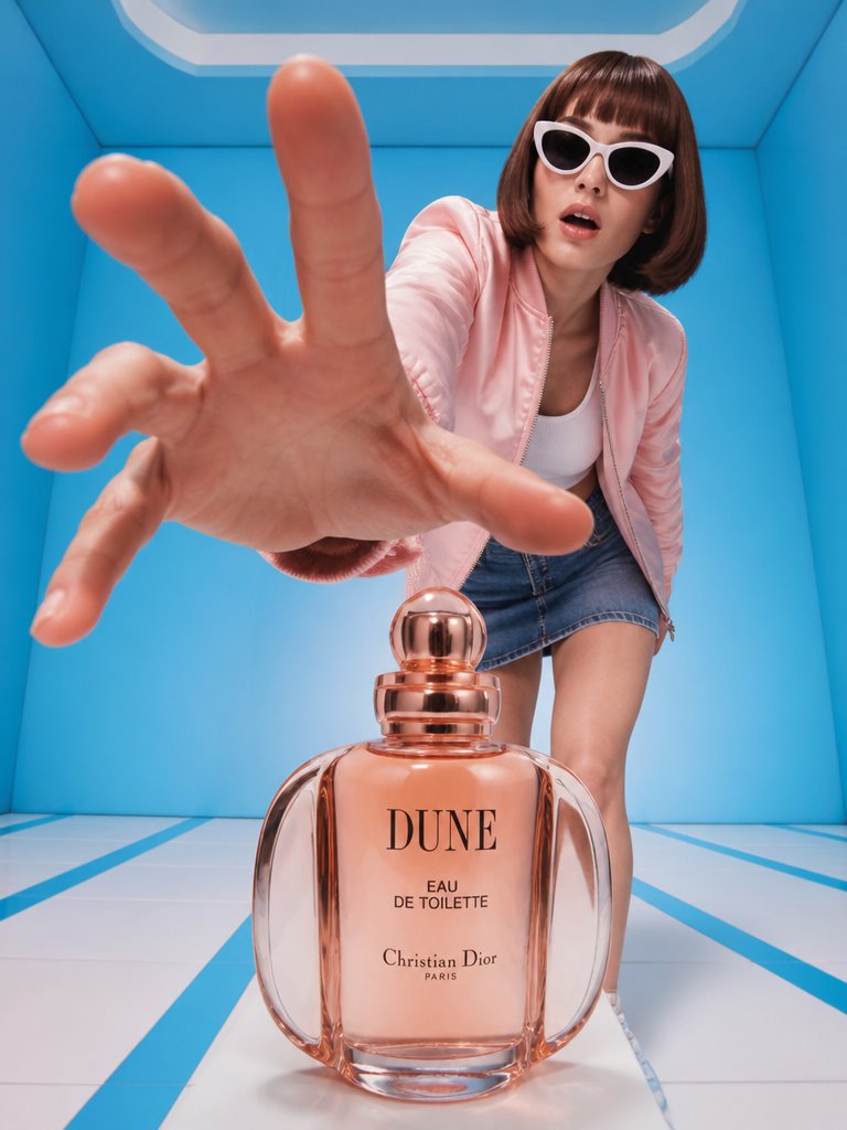 复古未来感香水大片商业摄影 / Retro Futuristic Perfume Ad Photography，人像与摄影，人像、时尚、产品图，案例输出图 2