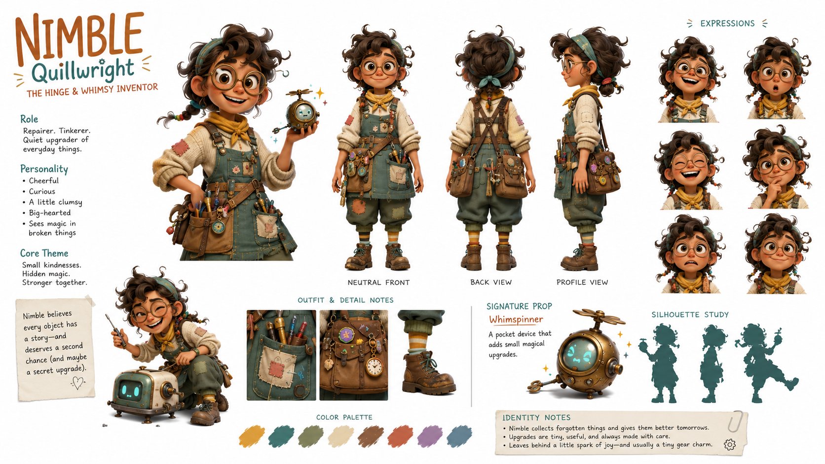 原创角色艺术身份设定看板 / Original Character Identity Board Concept Art Prompt，角色设计，电影感、时尚、海报，案例输出图 1