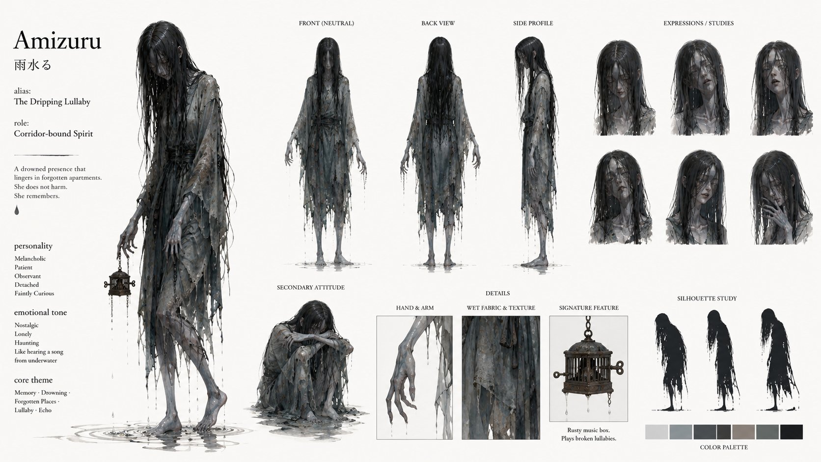原创角色艺术身份设定看板 / Original Character Identity Board Concept Art Prompt，角色设计，电影感、时尚、海报，案例输出图 2