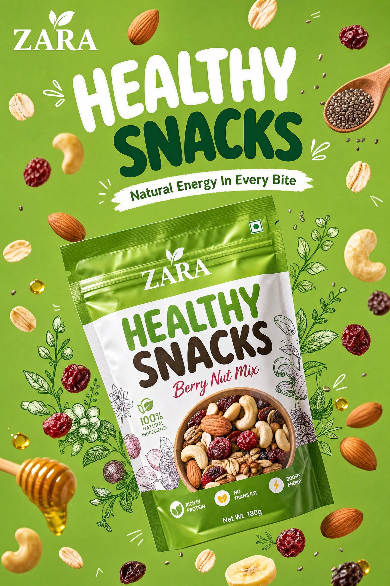 现代高端快消零食商业海报视觉设计 / Premium Fmcg Snack Advertising Poster，人像与摄影，人像、海报、插画，案例输出图 2