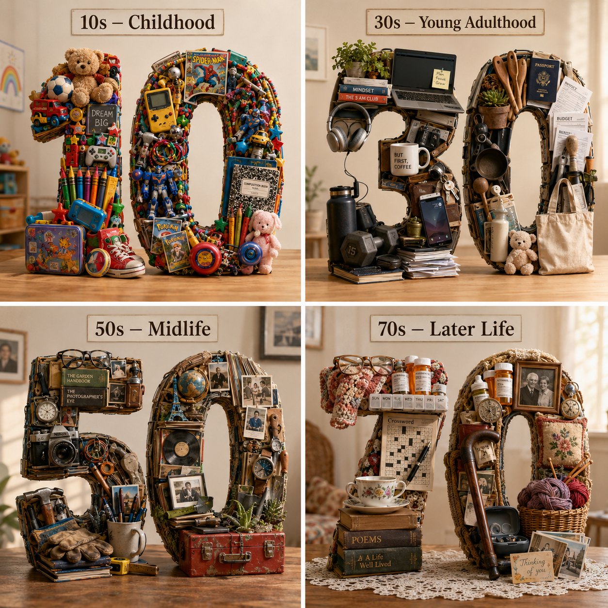 人生阶段三维数字视觉构成 / Life Stages 3d Typographic Sculpture，人像与摄影，人像、人像与摄影，案例输出图 1