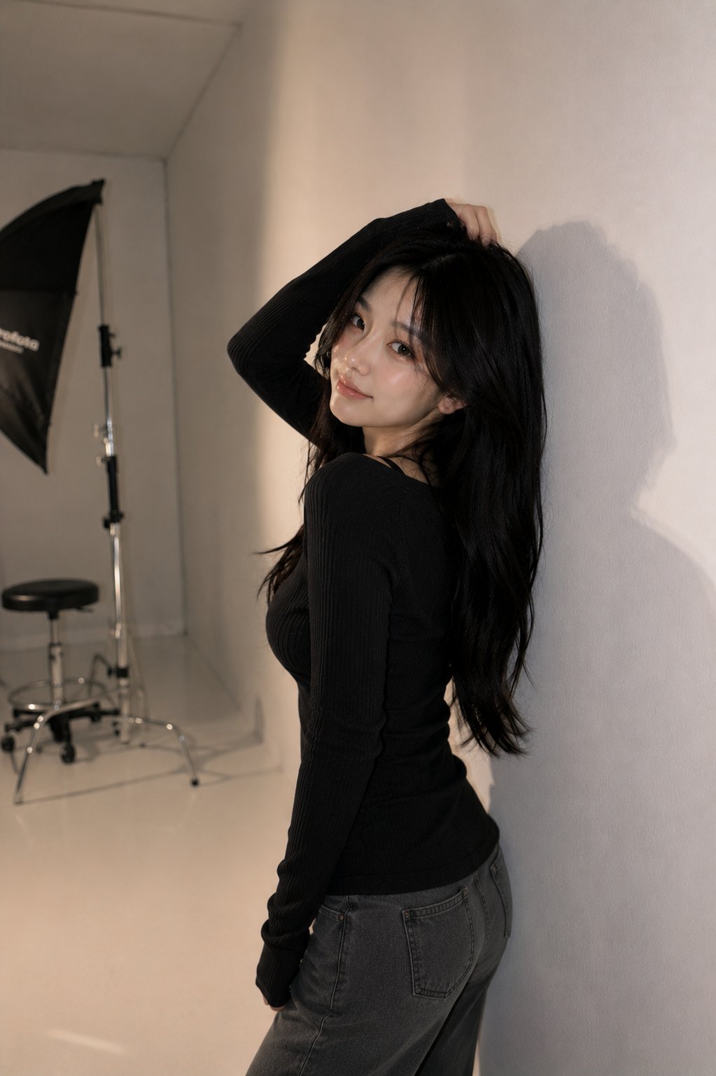 极简韩系时尚模特影棚写真 / Ultra Realistic Korean Fashion Studio Portrait,人像与摄影,人像、电影感、时尚,案例输出图 1