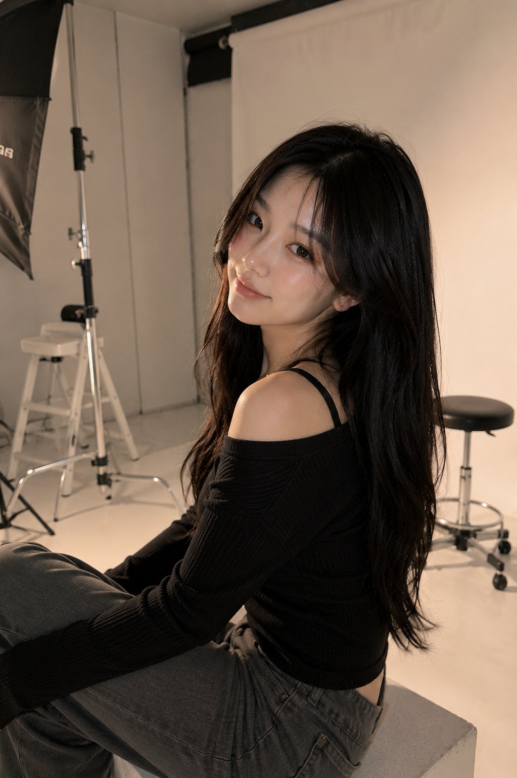 极简韩系时尚模特影棚写真 / Ultra Realistic Korean Fashion Studio Portrait，人像与摄影，人像、电影感、时尚，案例输出图 2