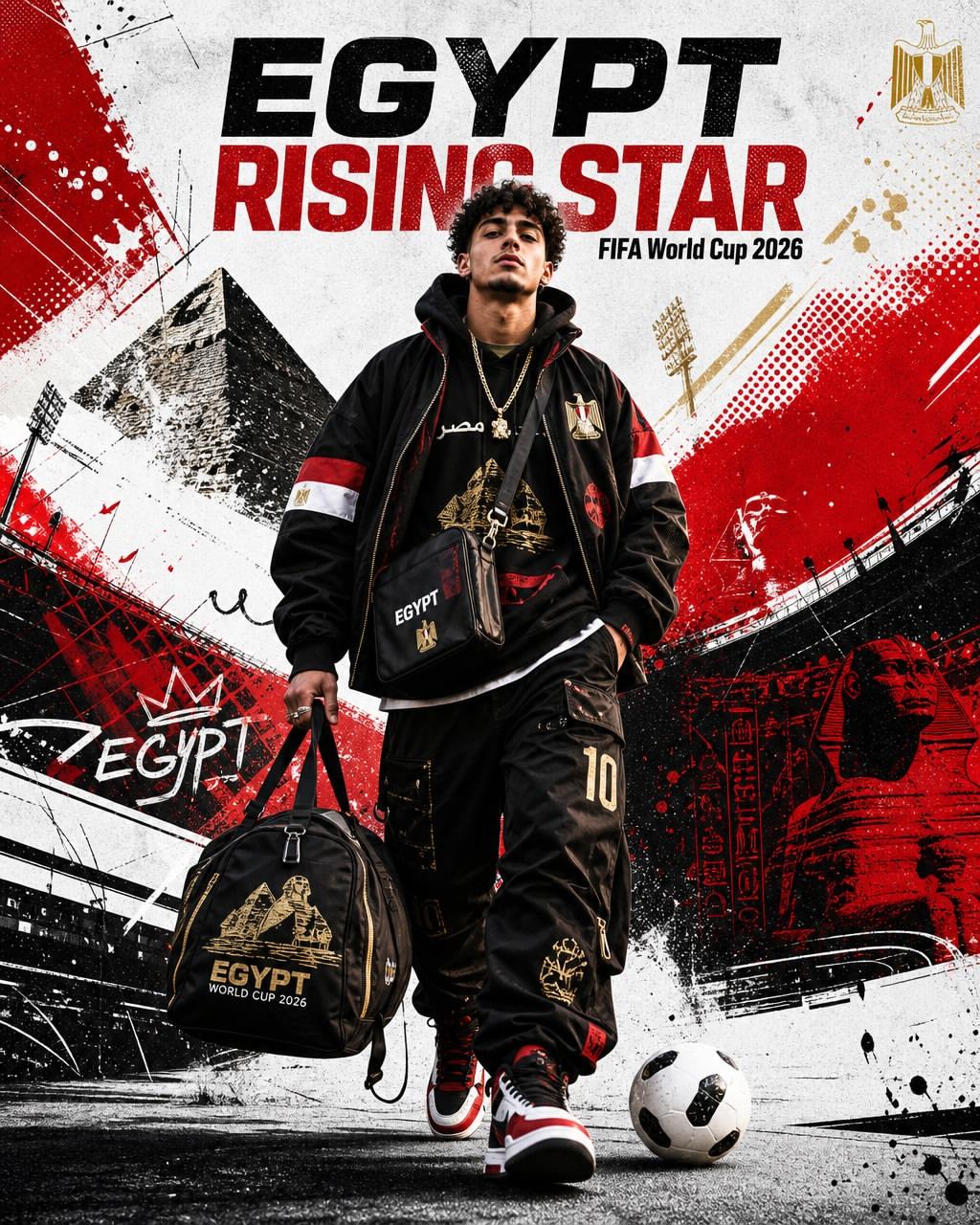 2026世界杯足球海报埃及新星潮流运动风 / Fifa World Cup 2026 Egypt Rising Star Poster,人像与摄影,人像、电影感、海报,案例输出图 1