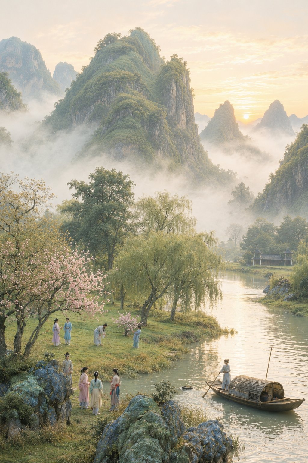中国古画还原真实摄影提示词 / Chinese Painting To Cinematic Photography Restoration，人像与摄影，35mm、人像、电影感，案例输出图 2