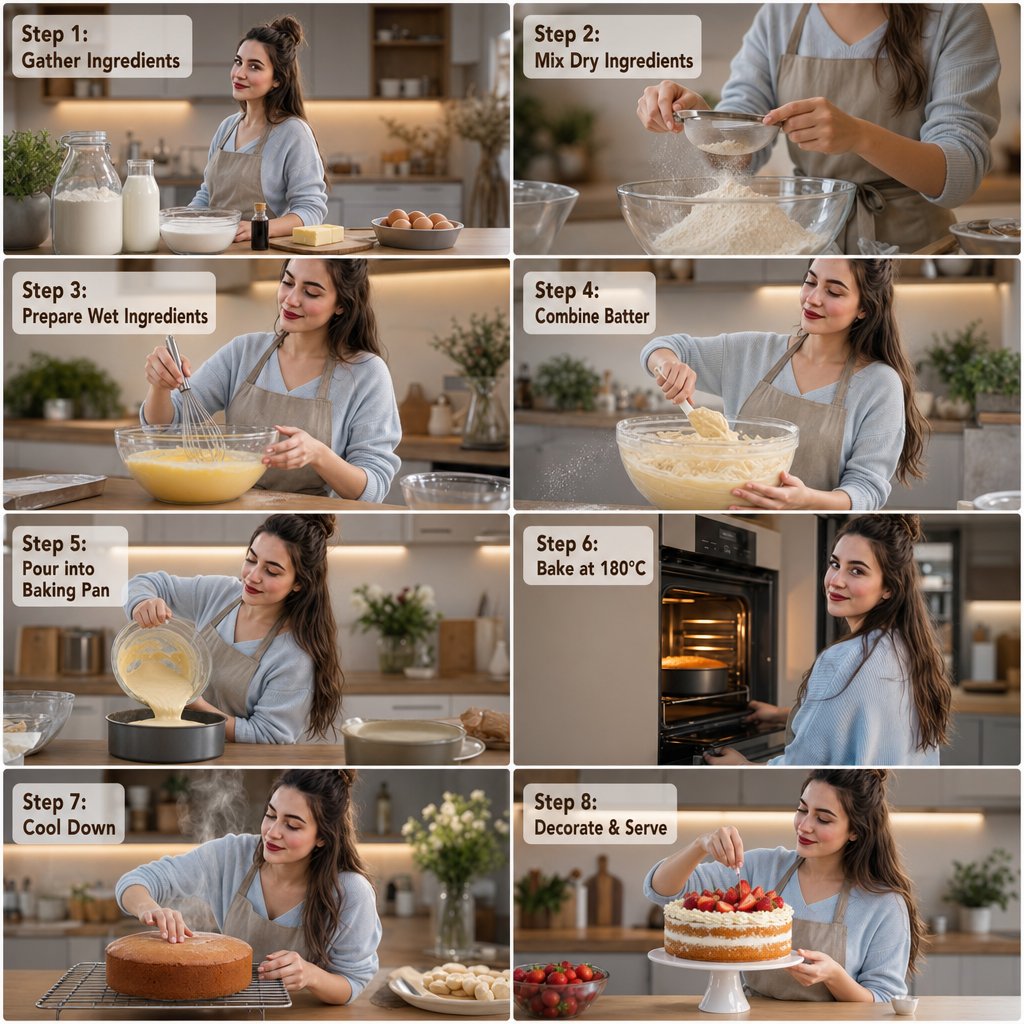 电影级写实自制蛋糕烘焙分镜 / Ultra Realistic Cake Baking Storyboard，角色设计，电影感、插画、角色，案例输出图 1