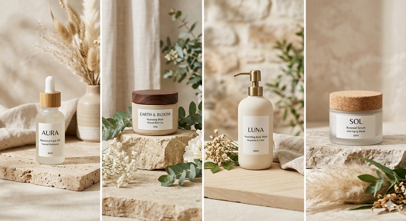 自然风极简优雅产品摄影提示词 / Minimalist Natural Product Photography Prompt，人像与摄影，人像、极简、产品图，案例输出图 1