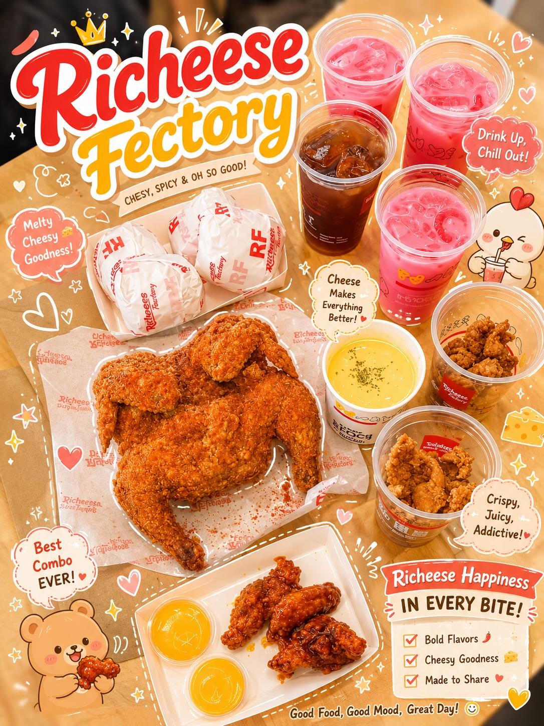 治愈系可爱韩风美食广告海报 / Cute Korean Cafe Style Food Poster,人像与摄影,人像、海报、排版,案例输出图 1
