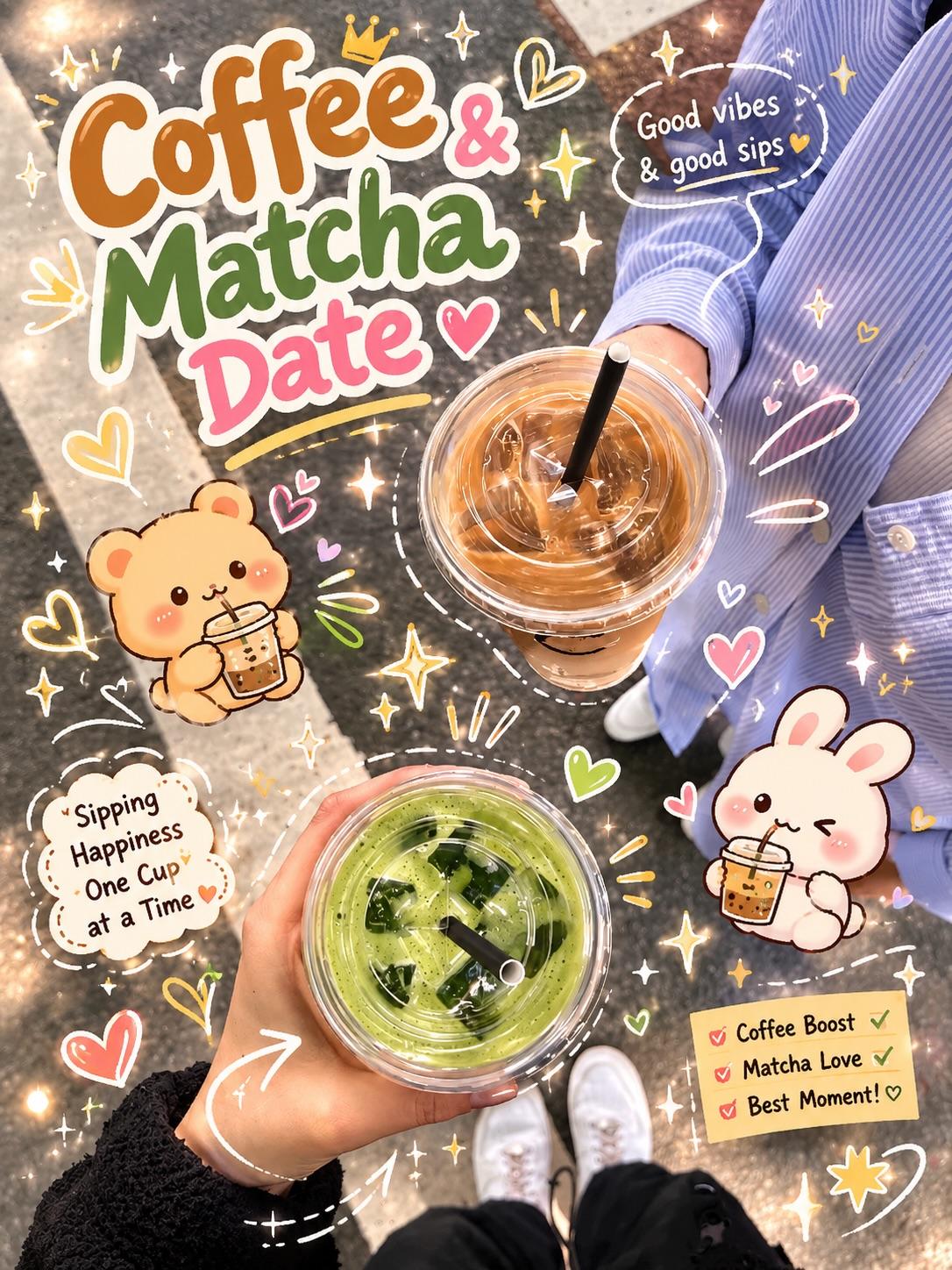 治愈系可爱韩风美食广告海报 / Cute Korean Cafe Style Food Poster，人像与摄影，人像、海报、排版，案例输出图 2