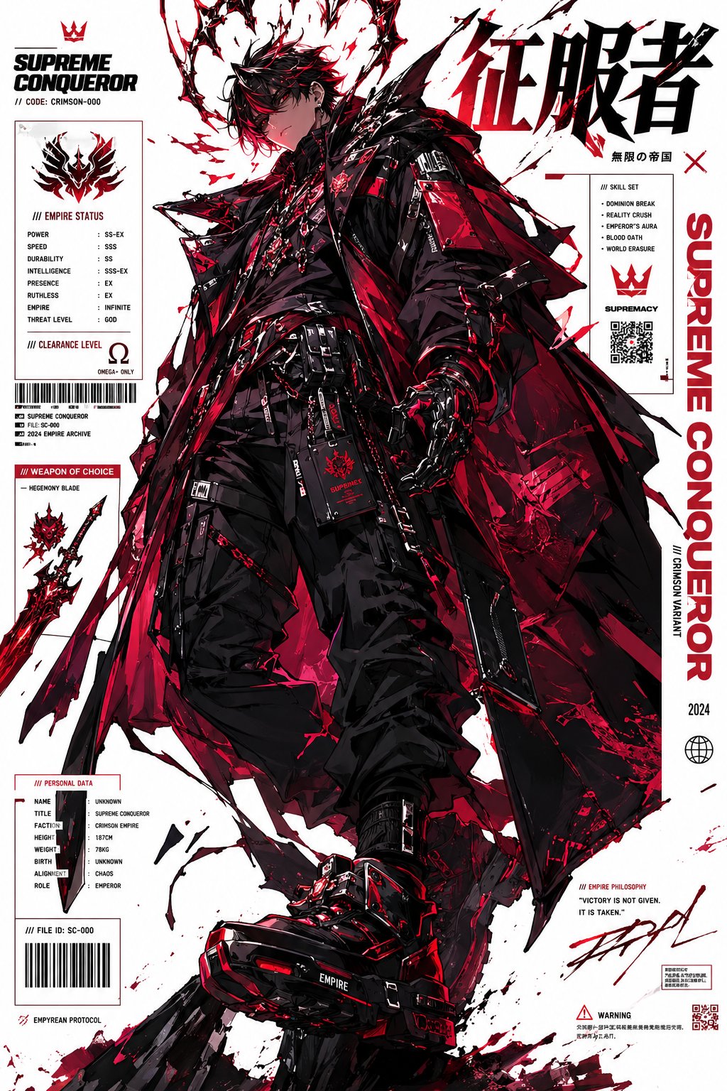 赛博朋克高街潮流动漫角色海报 / Futuristic Anime Character Cyberpunk Techwear Poster,UI 与社交媒体截图,电影感、时尚、海报,案例输出图 1