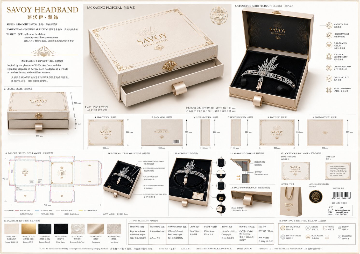 珠宝项链高端包装设计提案板 / High End Jewelry Packaging Design Proposal Template，人像与摄影，人像、排版、产品图，案例输出图 2