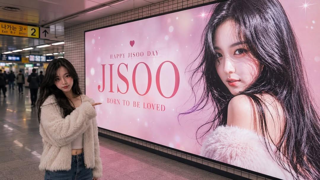 首尔地铁站粉丝应援广告合影 / Seoul Subway Fan Billboard Portrait，人像与摄影，35mm、人像、电影感，案例输出图 2