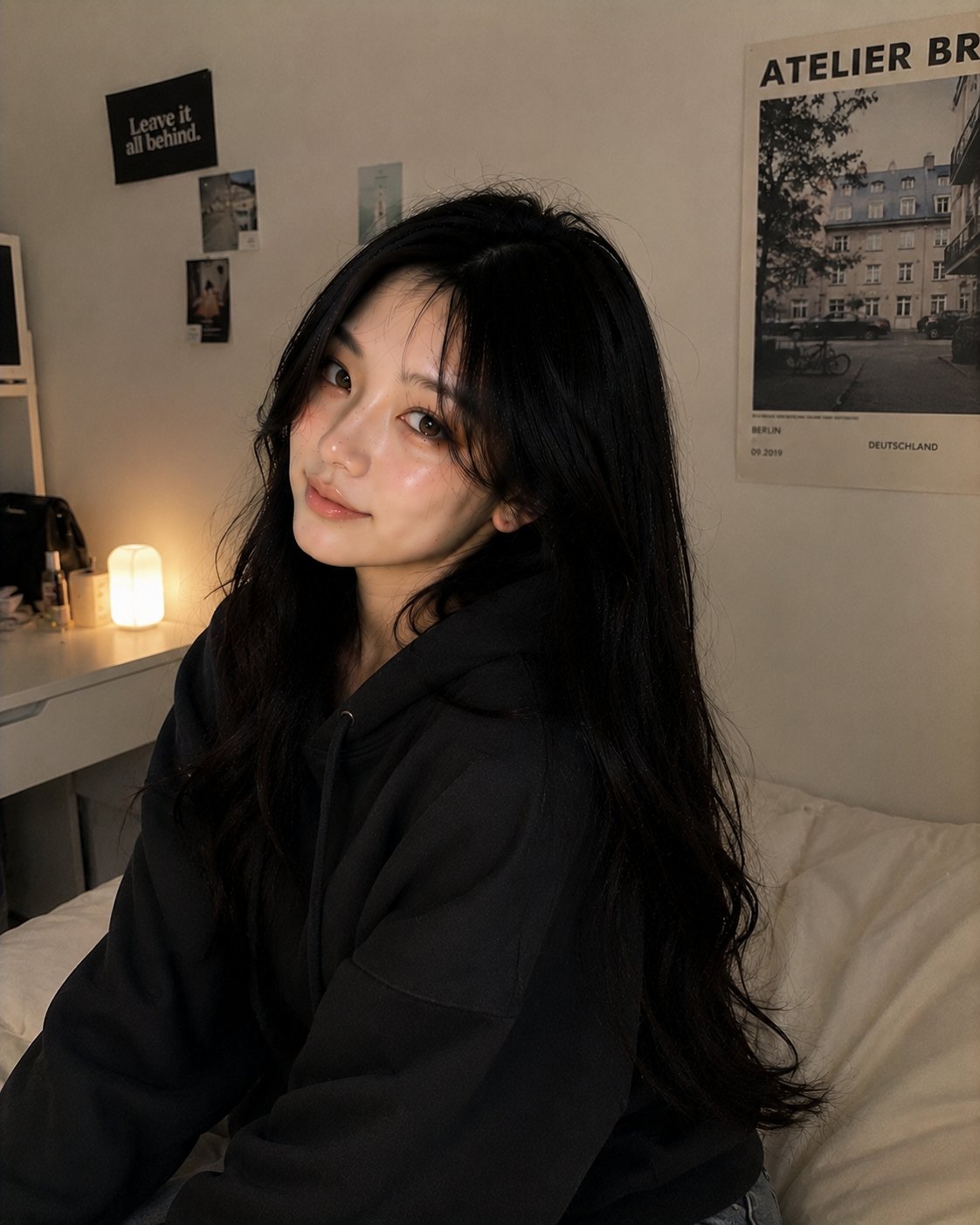 超写实韩国女孩温馨卧室肖像 / Ultra Realistic Cozy Bedroom Korean Girl Portrait,人像与摄影,人像、电影感、时尚,案例输出图 1