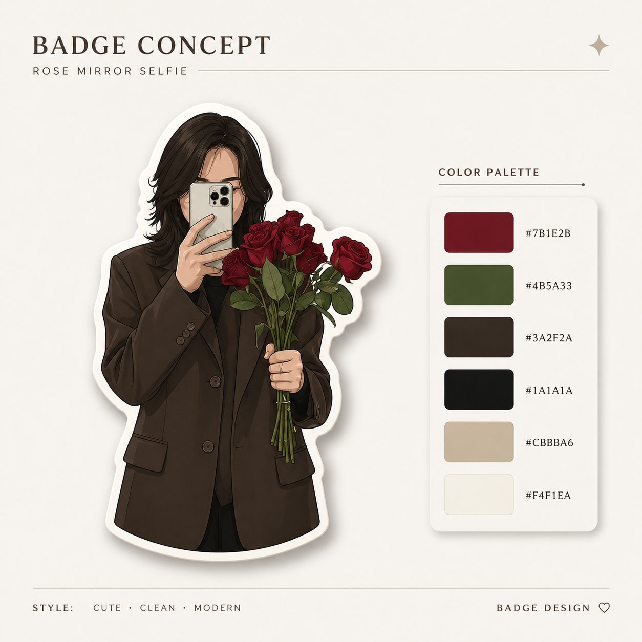照片转简约徽章设计提示词 / Photo To Minimalist Badge Design Prompt，人像与摄影，人像、极简、人像与摄影，案例输出图 1