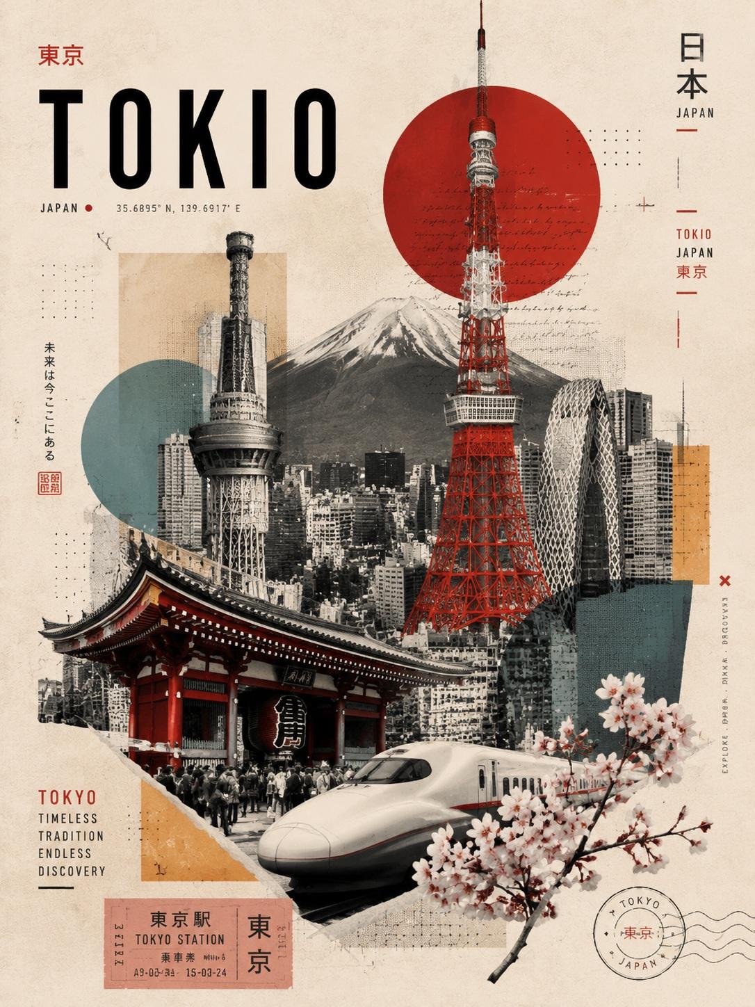 现代复古旅行拼贴海报 / Modern Vintage Travel Collage Poster，人像与摄影，人像、电影感、时尚，案例输出图 2