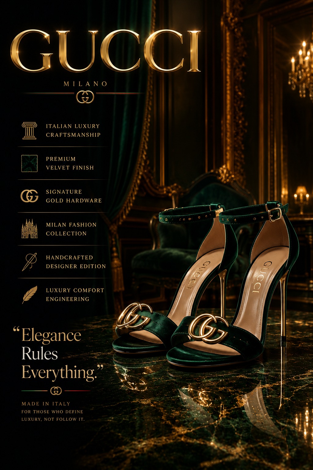 奢华高跟鞋时尚海报设计 / Luxury High Heels Fashion Poster Prompt，人像与摄影，人像、电影感、时尚，案例输出图 1