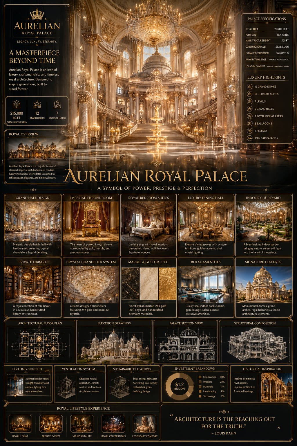 奢华皇宫建筑信息图海报 / Luxury Royal Palace Infographic Poster，人像与摄影，人像、电影感、时尚，案例输出图 1