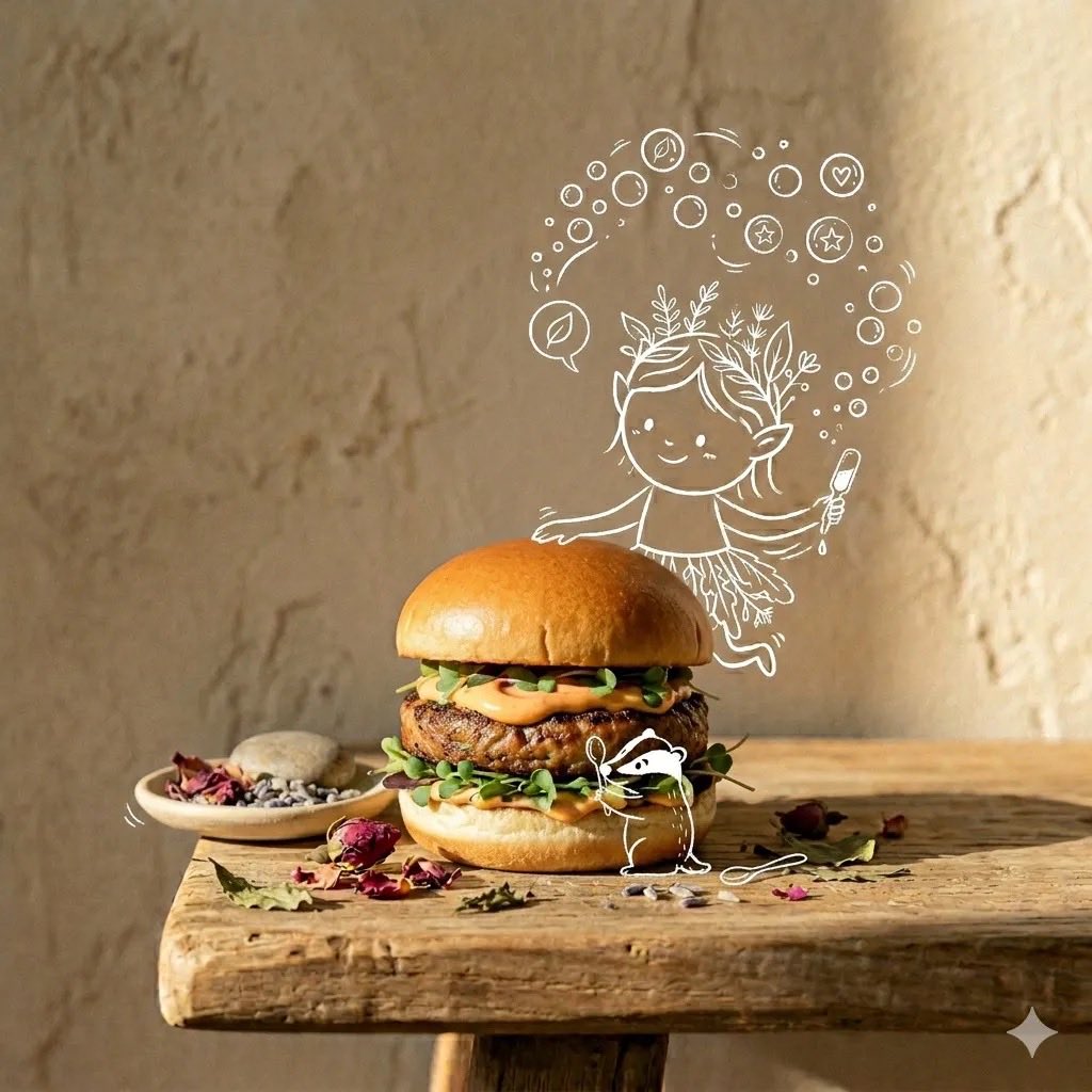 极简大地风美食汉堡摄影 / Minimal Earthy Gourmet Burger Photography，角色设计，电影感、时尚、角色，案例输出图 1