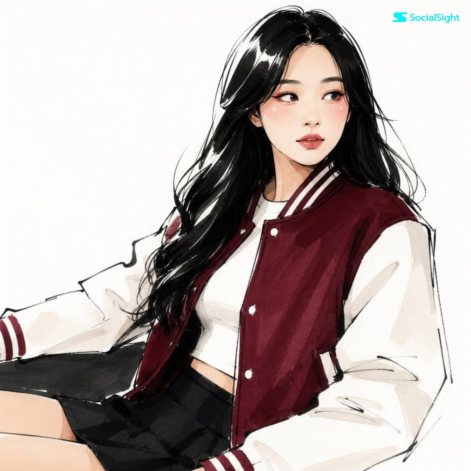 高级时装手绘插画提示词 / High Fashion Editorial Illustration Prompt,人像与摄影,人像、时尚、插画,案例输出图 1