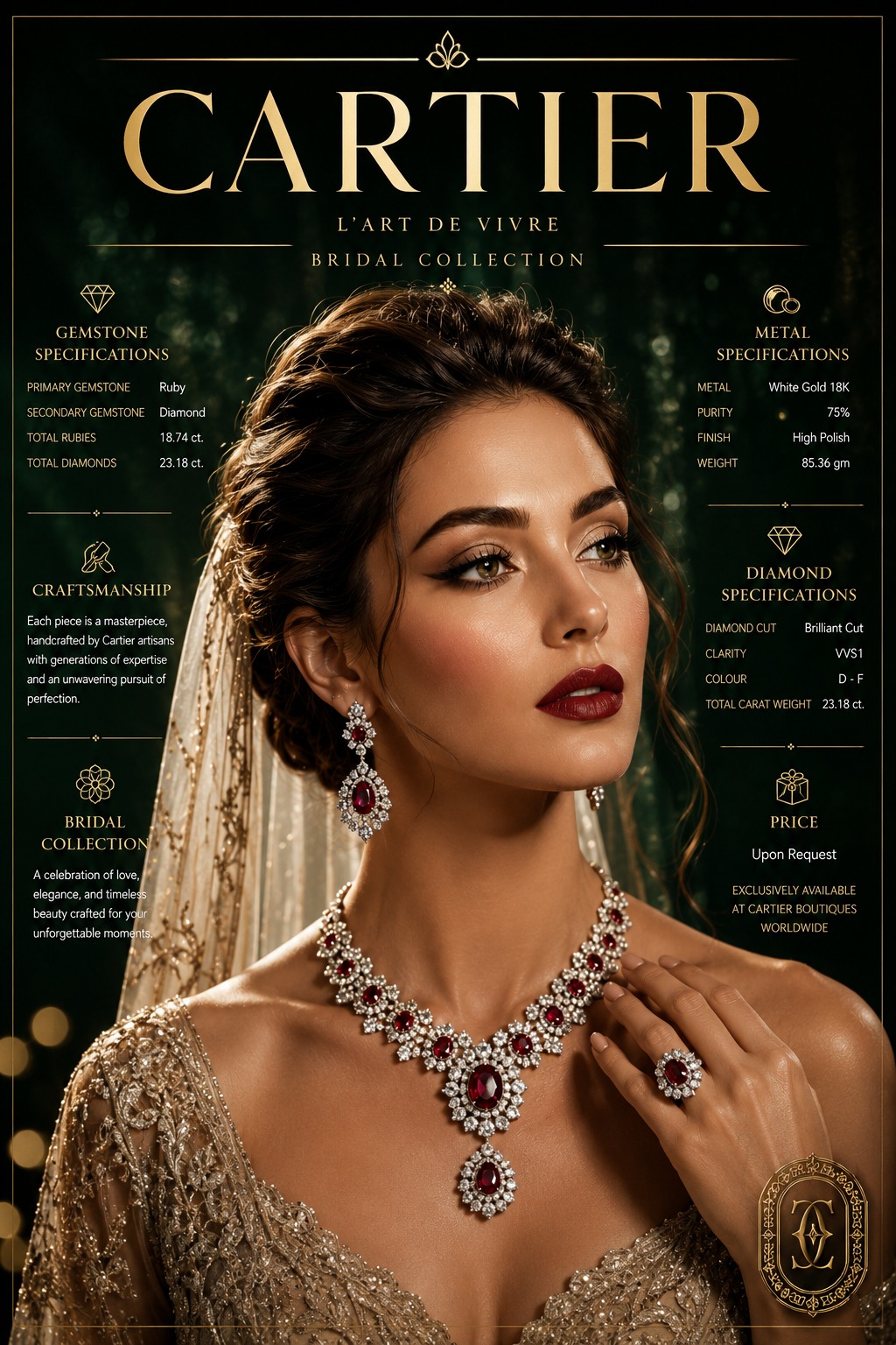 高奢珠宝婚嫁海报设计 / Luxury Bridal Jewelry Campaign Poster，人像与摄影，人像、电影感、时尚，案例输出图 1