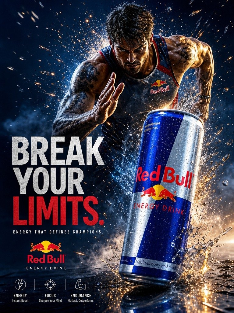 红牛奢华海报设计提示词 / Redbull Luxury Poster Prompt，角色设计，海报、角色、角色设计，案例输出图 2