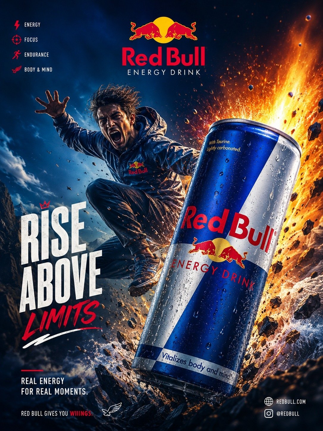红牛奢华海报设计提示词 / Redbull Luxury Poster Prompt，角色设计，海报、角色、角色设计，案例输出图 1