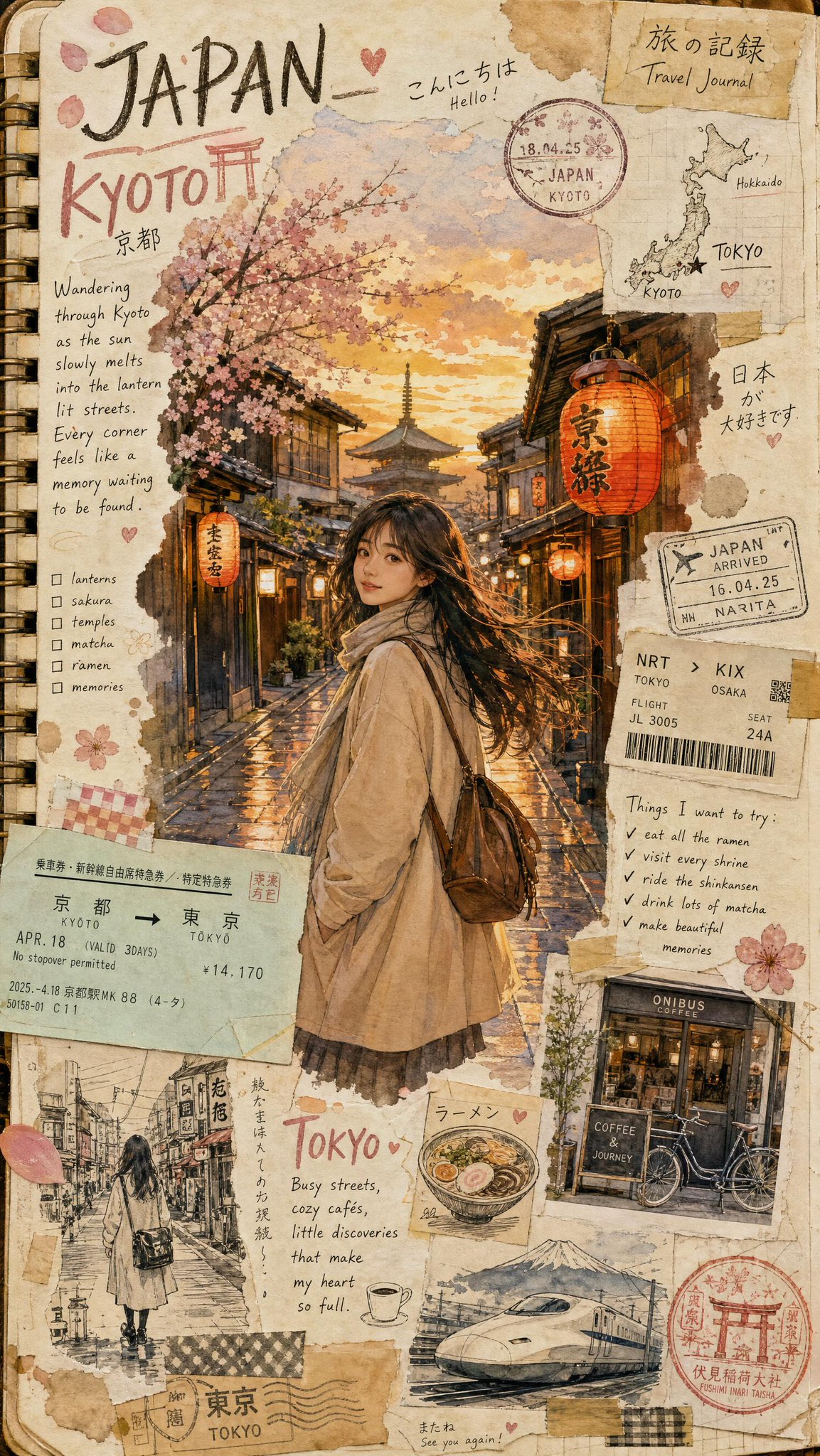 梦幻美国旅行手账手绘插画 / Dreamy Usa Travel Journal Illustration，角色设计，霓虹、电影感、时尚，案例输出图 2
