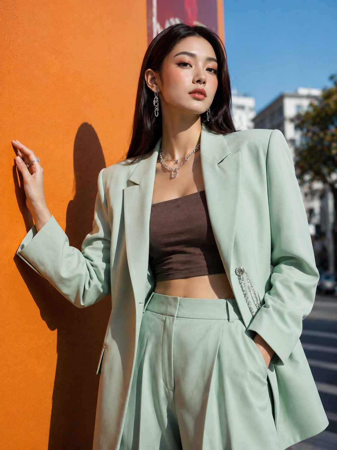 时尚蓝图时尚女性穿搭概念图 / Fashion Blueprint Stylish Woman Concept，人像与摄影，人像、电影感、时尚，案例输出图 2