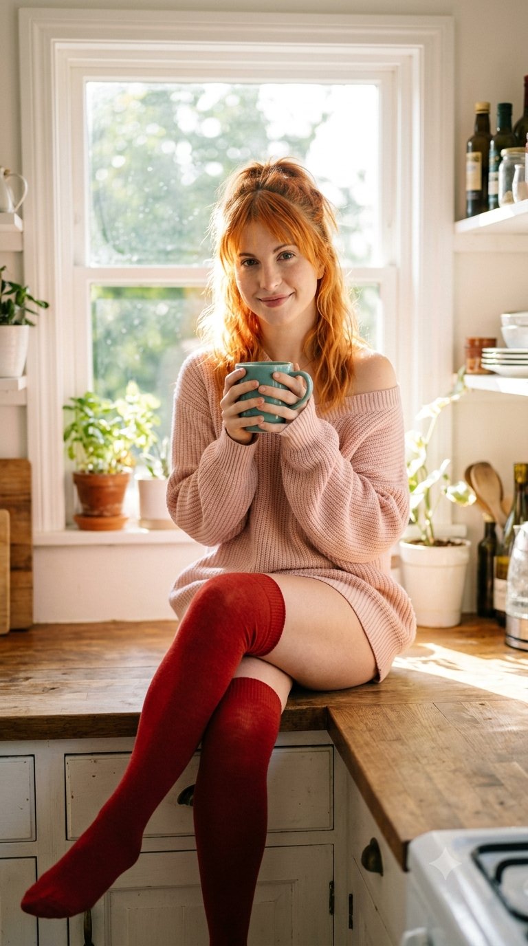 早晨厨房慵懒生活人像摄影 / Morning Kitchen Lifestyle Portrait，人像与摄影，人像、竖版、人像与摄影，案例输出图 2