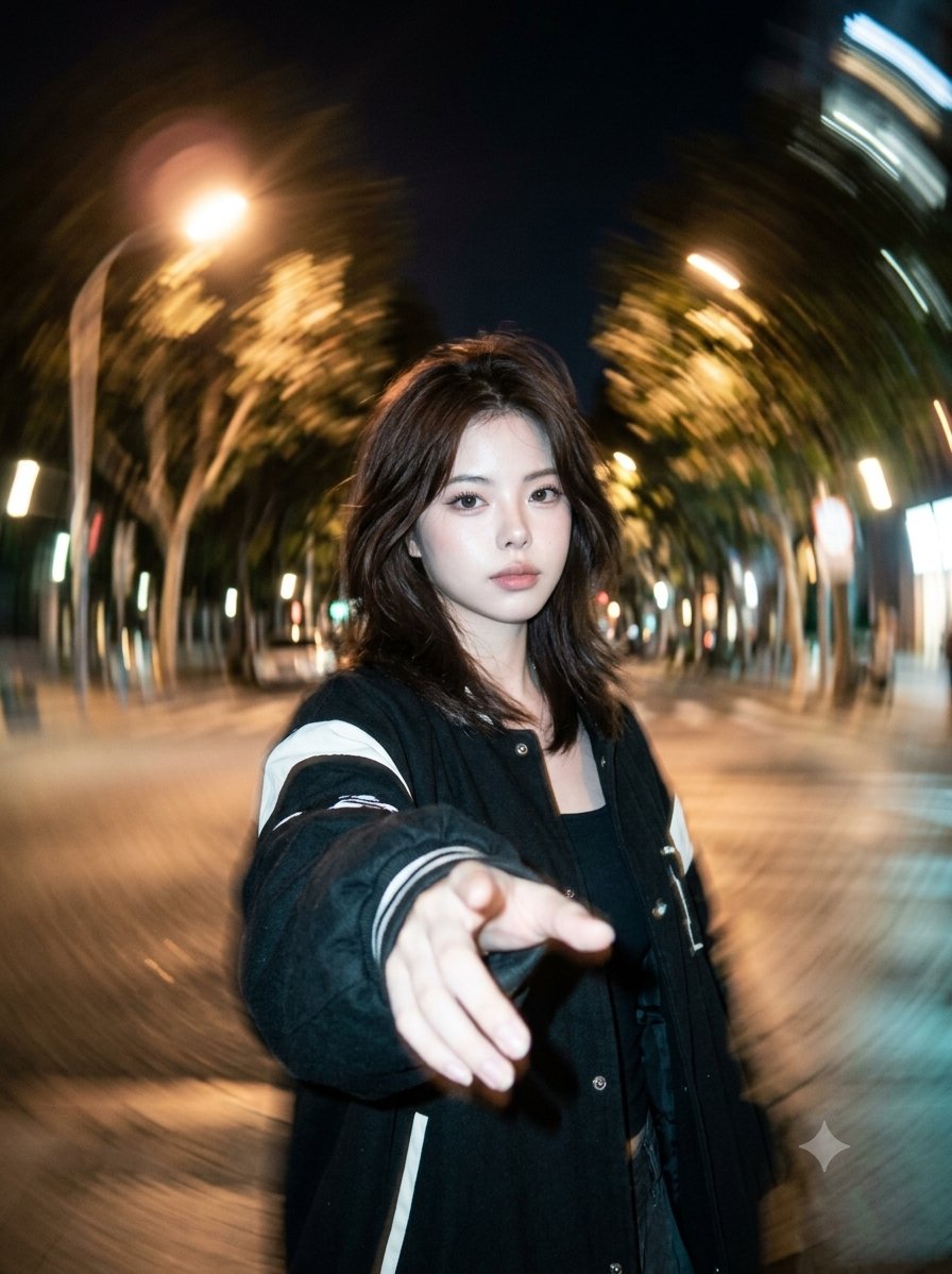 CCD复古长曝光夜景人像 / Surreal Ccd Long Exposure Night Portrait，人像与摄影，35mm、人像、电影感，案例输出图 1