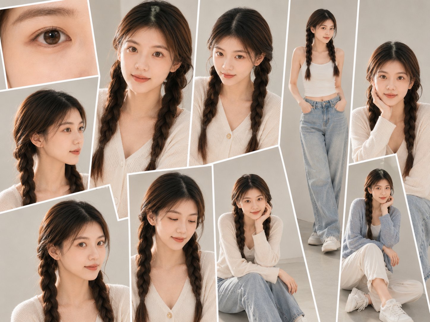 写实肖像组合摄影棚风格 / Realistic Portrait Collage Prompt，角色设计，人像、时尚、角色，案例输出图 1
