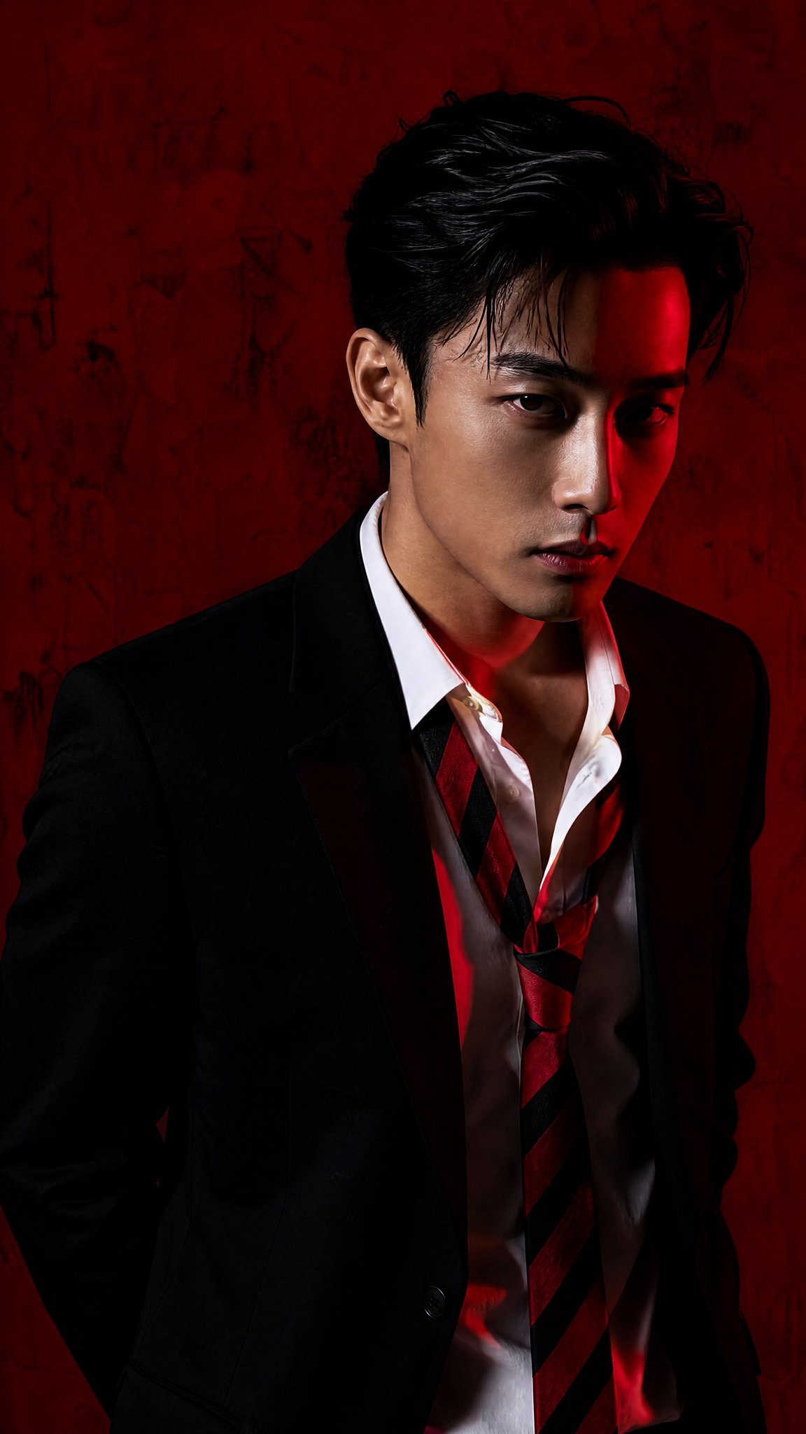 红色光影东亚时尚人像 / East Asian Fashion Portrait Red Lighting，人像与摄影，35mm、人像、电影感，案例输出图 2