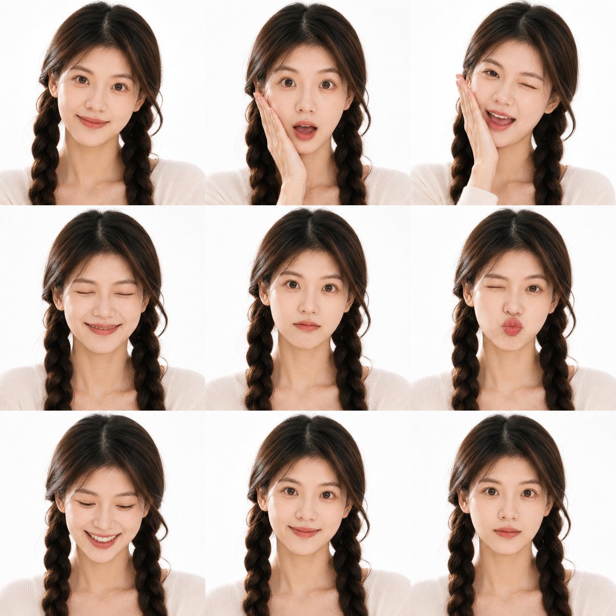 写实风格人物九宫格照片 / Realistic Photo Booth Contact Sheet，角色设计，人像、角色、二次元，案例输出图 1