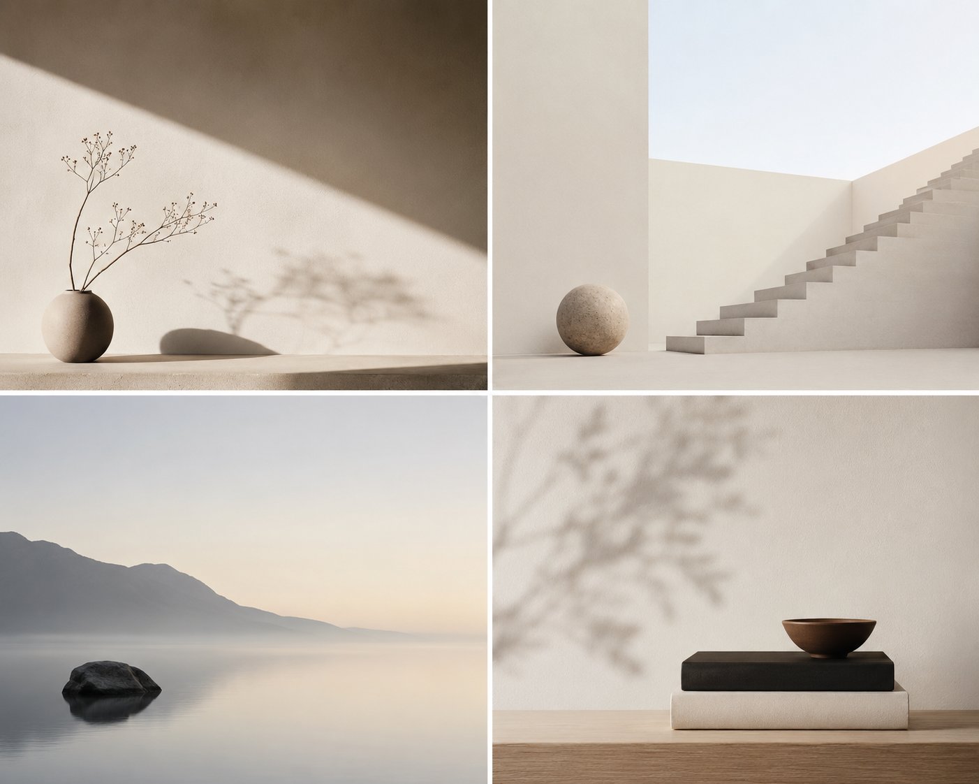 极简主义宁静平衡场景生成 / Minimalist Scene Design Prompt，海报与插画，海报、插画、极简，案例输出图 1