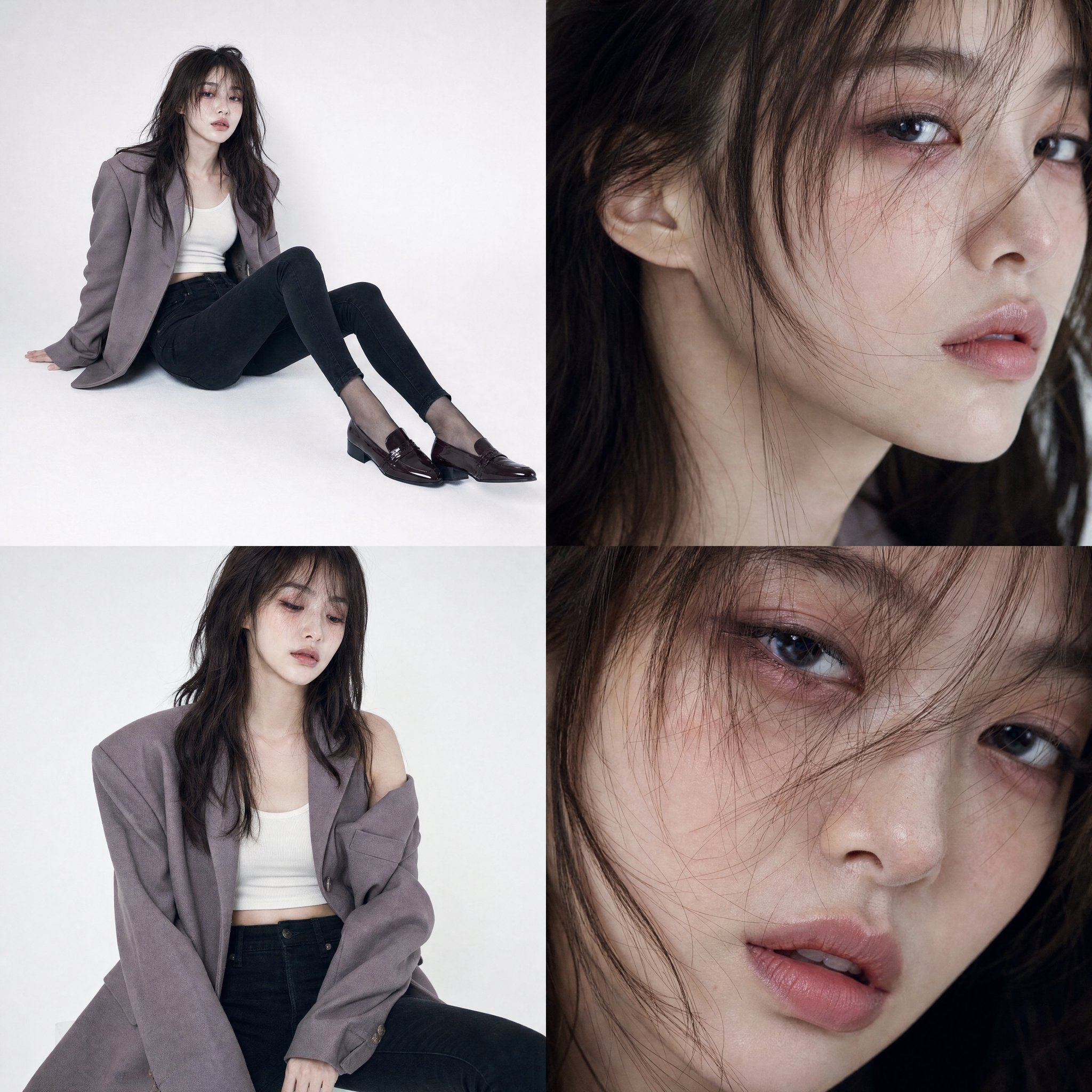 韩国高冷时尚杂志四格拼贴人像 / Korean High Fashion Editorial Grid Female Portrait，人像与摄影，35mm、人像、时尚，案例输出图 1