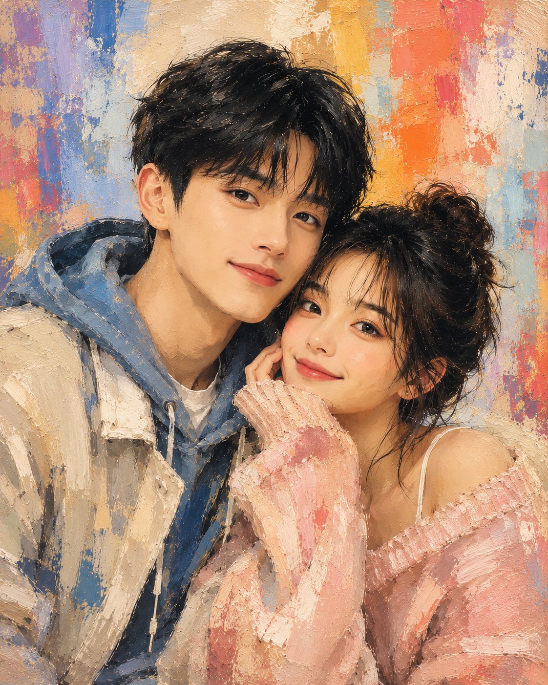 鲜艳干笔笔触艺术人像油画 / Vibrant Artistic Dry Brush Portrait Painting，人像与摄影，人像、时尚、人像与摄影，案例输出图 2