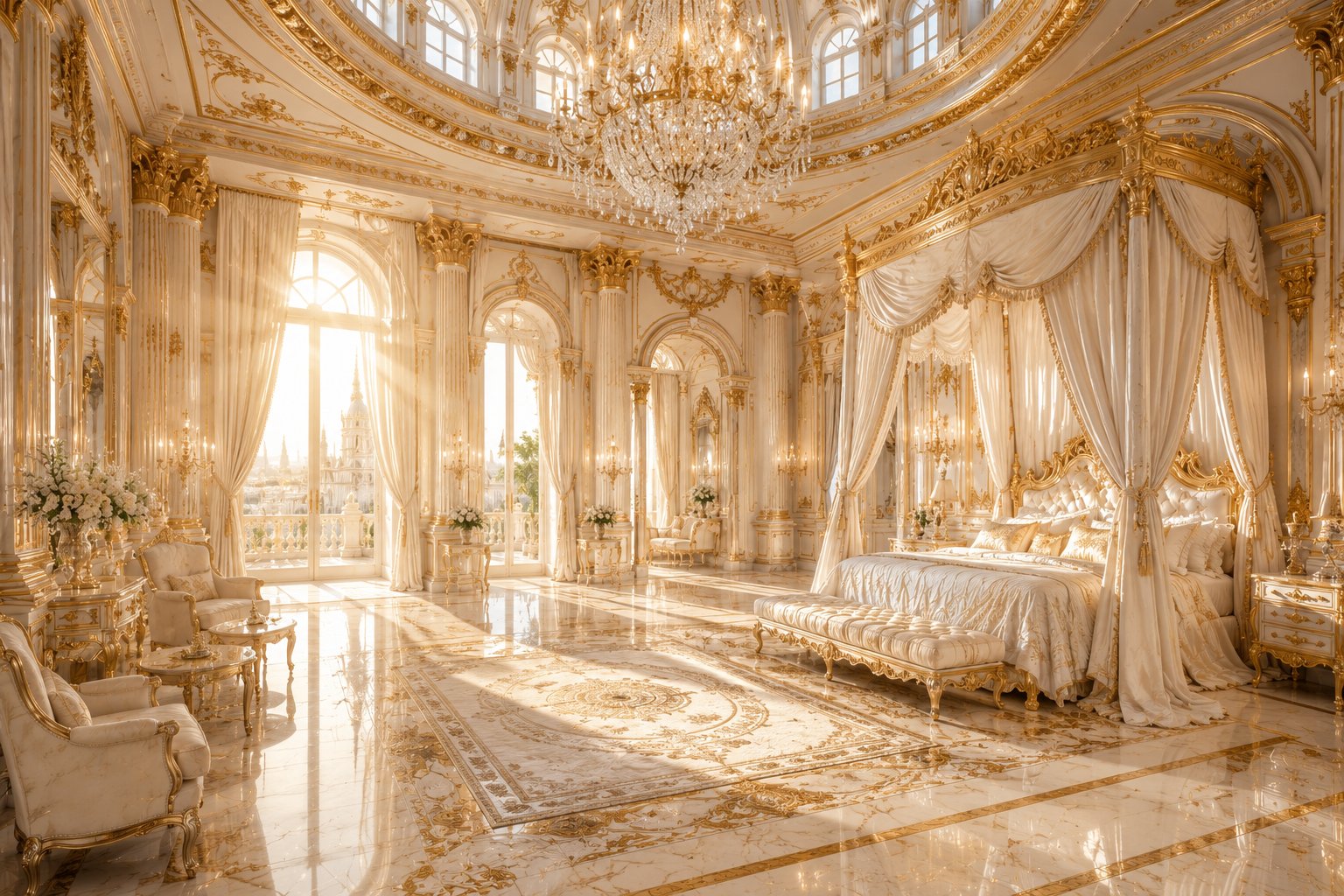 电影级宫廷风奢华公主卧室内饰设计 / Ultra Luxury Royal Princess Bedroom Interior Design,人像与摄影,霓虹、人像、电影感,案例输出图 1
