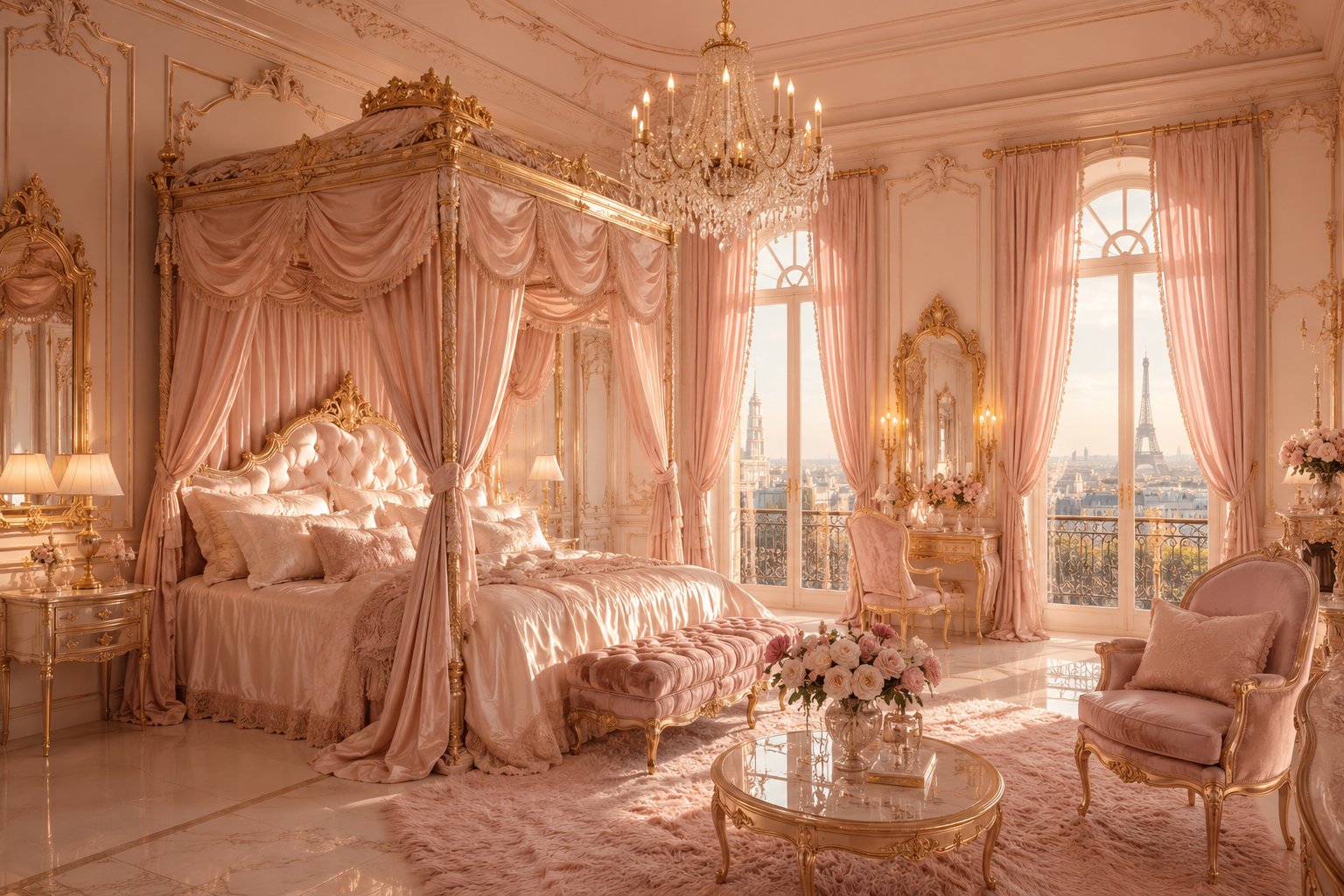 电影级宫廷风奢华公主卧室内饰设计 / Ultra Luxury Royal Princess Bedroom Interior Design，人像与摄影，霓虹、人像、电影感，案例输出图 2