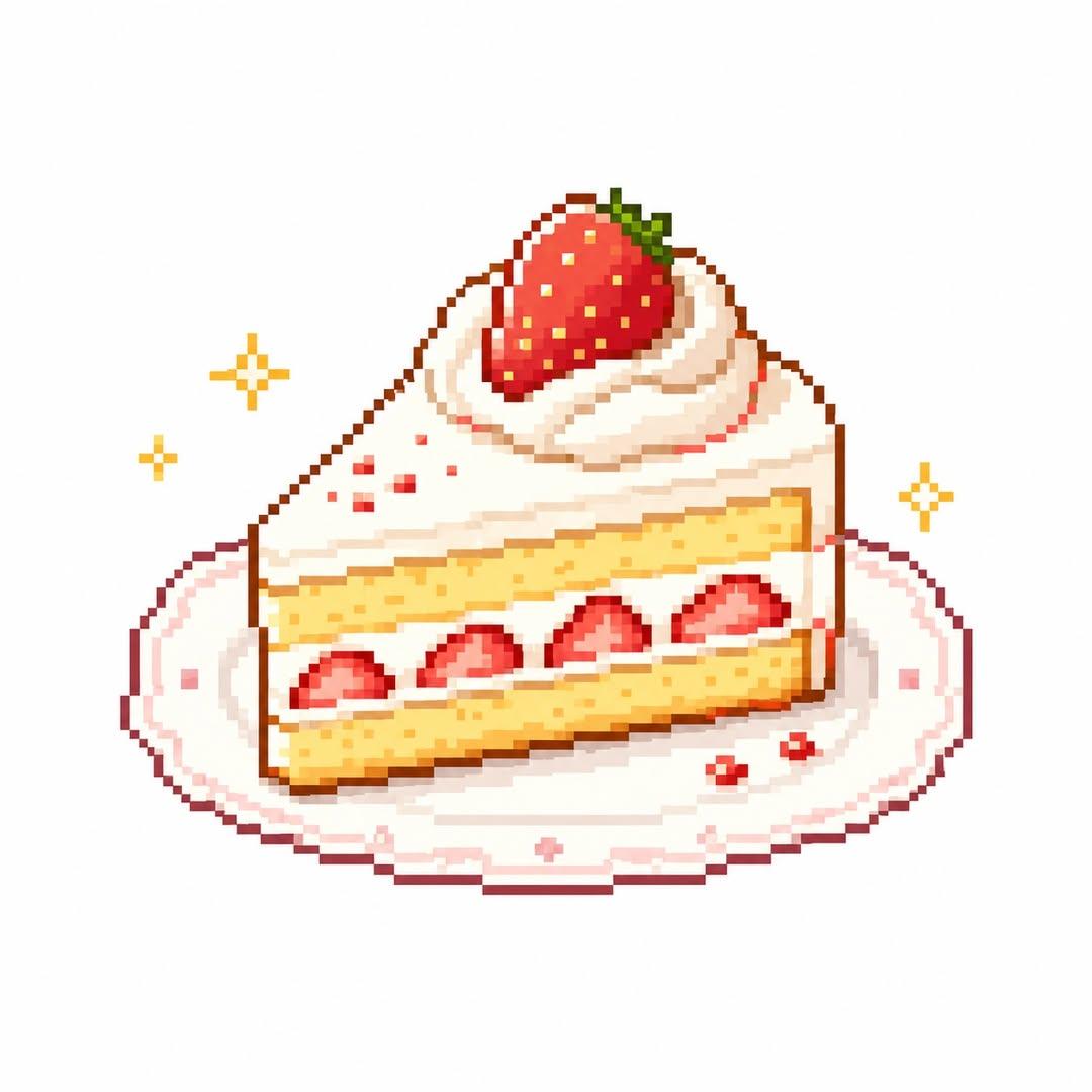 可爱复古像素风美食图标 / Cute Retro Pixel Food Icon Generator，UI 与社交媒体截图，霓虹、电影感、插画，案例输出图 1