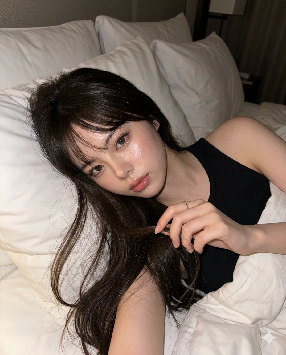 iPhone17Pro深夜床头私密自拍人像 / Iphone 17 Pro Late Night Bedside Selfie Portrait,人像与摄影,人像、电影感、时尚,案例输出图 1