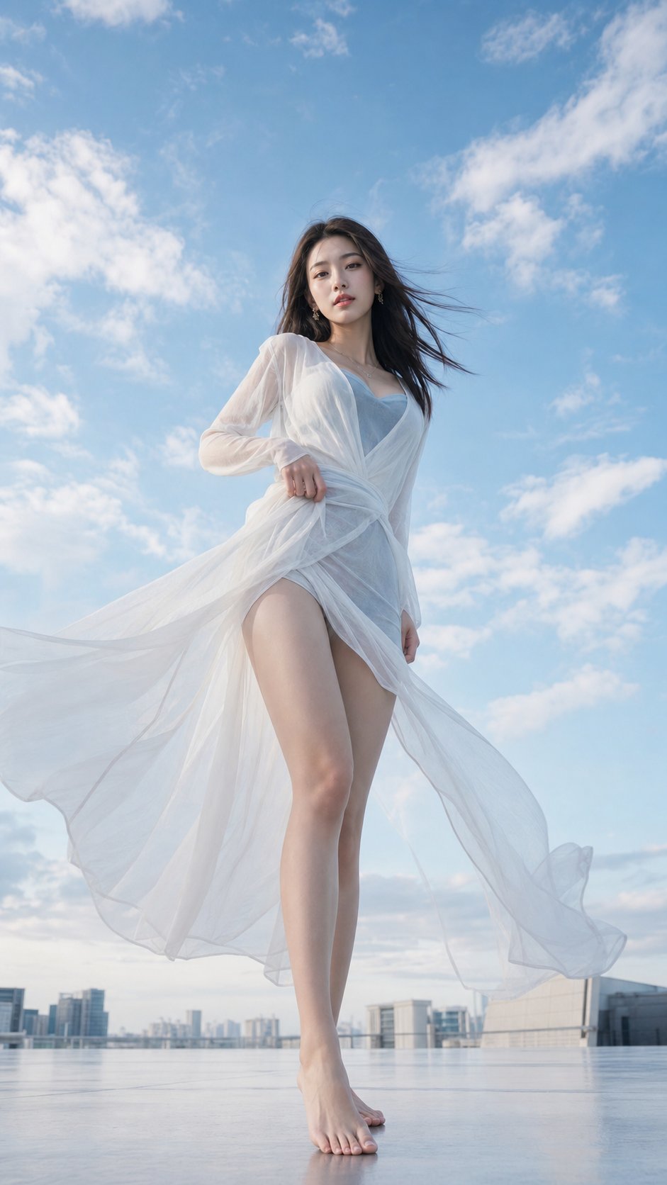 超写实户外仰拍中国女性时装摄影 / Photorealistic Outdoor Chinese Female Fashion Photography，角色设计，时尚、海报、插画，案例输出图 2